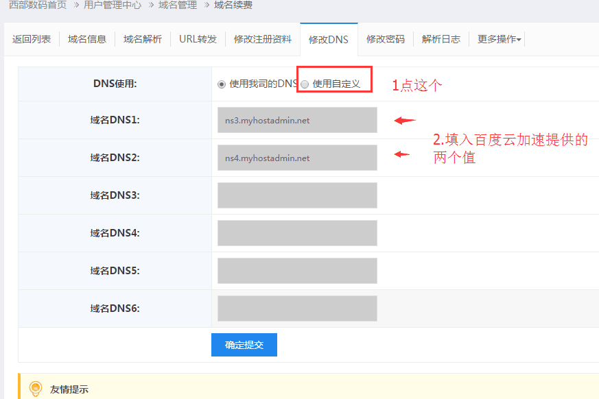 在自定義dns中，填入新的dns值